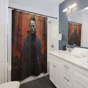 Halloween Thema Michael Myers Duschvorhang, Badezimmerdekor Maß 71 Zoll × 74 Zoll - Bild 1 von 3