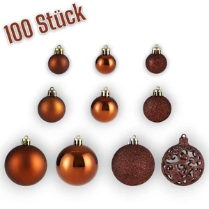 Weihnachtskugeln Christbaumkugeln Kupfer 100 Stück 3 Größen 4 Designs Kunststoff - Bild 1 von 10