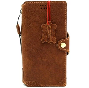 Echt Vollleder Tasche für Samsung Galaxy Note 10 Plus Handgefertigte Brieftasche Hellbraun IL - Bild 1 von 8