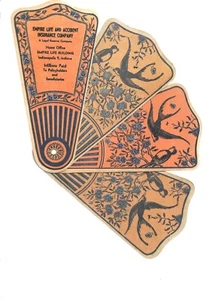 THE EMPIRE LIFE AND ACCIDENT INSURANCE CO. VINTAGE 4 PIECE FAN AD - Picture 1 of 2