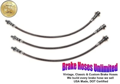 STAINLESS BRAKE HOSE SET Willys Aero 1952 1953 1954 1955 - Image 1 of 3