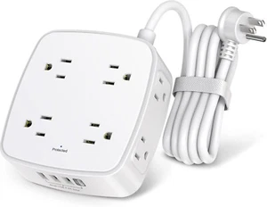 6 Ft Surge Protector Power Strip - 8 Widely Outlets with 4 USB Ports, 3 Side - Picture 1 of 7