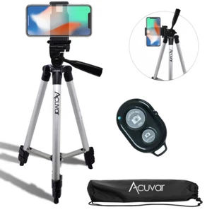 Universal 50-inch Camera Tripod W Mount for Cell Phone with Bluetooth Remote - Picture 1 of 12