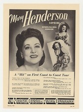 1948 Met Opera Soprano Mary Henderson Photo Print Ad