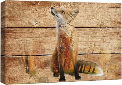 16"x24"-Fox Wall Art Canvas Print Rustic Woodland Nursery Decor - Image 1 of 4