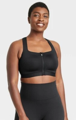 NWT~ All in Motion sz 36B Black Sculpt High Support Zip Sports Bra Tank 1026 - Image 1 of 4