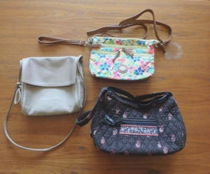 3 Purse/Cross Body Bags, V. Bradley, Stone Mountain, SVEN, Pleated and Leather - Picture 1 of 22