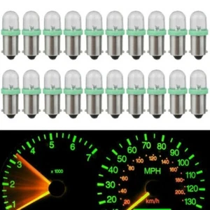 20x Green BA9S 1815 1816 1445 1895 LED Bayonet Light Panel Gauge Dash Bulbs - Picture 1 of 9