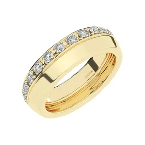 0.75 Ct 100% Natural Round Brilliant Cut Diamonds Men's Band in 18K Yellow Gold - Picture 1 of 4