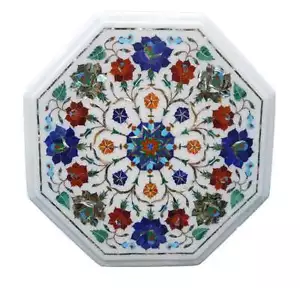 12 Zoll weiße Marmor Tischplatte Intarsien Kunst & Blumen handgefertigte Wohnkultur - Bild 1 von 3