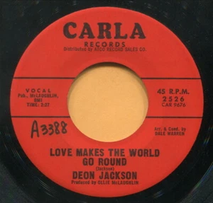 DEON JACKSON (Love Makes The World Go Round / You) R&B - SOUL 45 RPM RECORD - Imagen 1 de 2