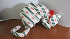 Vintage 13" Plush CHRISTMAS KITTY CAT with CANDY CANES & RED RIBBON - Picture 1 of 3