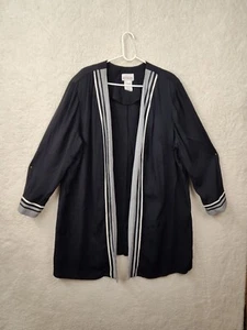 Perceptions Women Blazer 20 Black Rayon Blend Long Sleeve Open Front Long Jacket - Picture 1 of 17