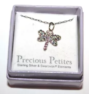Girl's Gold/Sterling Silver Multicolor Stone Dragonfly Charm Necklace 13" Chain - Picture 1 of 2