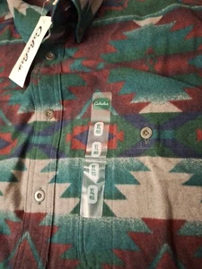 Cabelas Shirt Men's Southwestern Aztec Flannel Button XL Reg Thick- NOS NEW - Picture 1 of 8