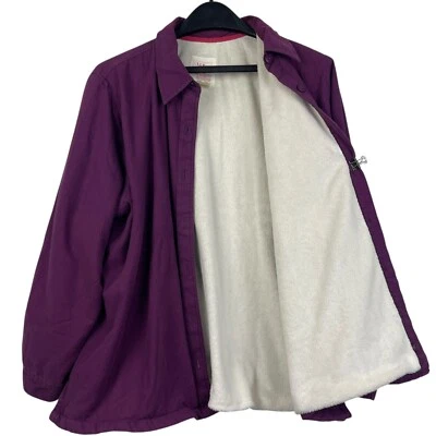 LL Bean Mujer L Vellón Forrado Franela Chaqueta Camisa Chaqueta Púrpura Sólido Suave Foto 1 de 4