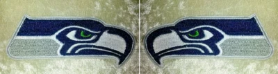 Seattle Seahawks 3.5" Left & Right Set Iron On Embroidered Patches Free Tracking