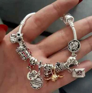 HARRY POTTER 925 SILBER Bettel ARMBAND Charm Murano Sicherheitskette ANHÄNGER - Bild 1 von 2