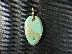 Colgante de citrino y aguamarina de piedras preciosas azules/verdes hecho a mano de segunda mano sin marca - Imagen 1 de 4