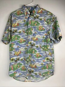 Ralph Lauren Polo Shirt Mens L Blue Hula Girl Beach Fish Hawaiian Island Tropic - Picture 1 of 8