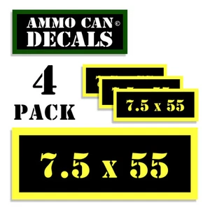 7.5 X 55 Ammo Can Label 4x Ammunition Case stickers decals 4 pack YW MINI 1.5in - Picture 1 of 2