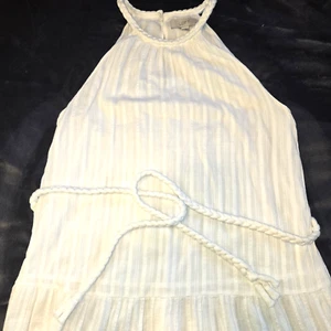 Maxi Vestido Loft Blanco Rayas 100% Algodón con Cinturón de Cuerda Talla MP Med Petite - Imagen 1 de 16