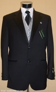 NEW Ralph Lauren Notch Black Wool Notch Collar Tuxedo 39L 39 Long Tux Coat Prom - Picture 1 of 1