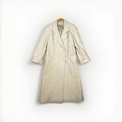 Abrigo De Lana JG Gancho Para Mujer L/XL Crema Moteado Doble Pecho Hecho en EE. UU. Foto 1 de 4