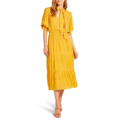 Vestido midi BB Dakota x Steve Madden amarillo Hidalgo con volantes delanteros talla S Foto 1 de 4