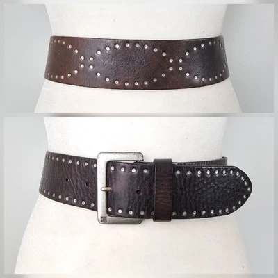 Cinturón Occidental Ralph Lauren XL 33-37" Cabeza de Uñas Tachonada Marrón Cuero Envejecido Foto 1 de 4