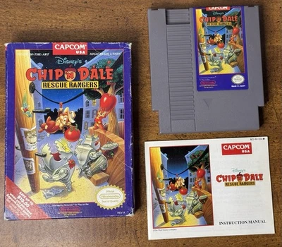 Disney's Chip 'N Dale: Rescue Rangers (Nintendo NES, 1990) CIB W/Manual Tested - Image 1 of 4