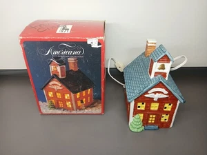 Americana Porzellan Sammlerstück Schule Weihnachtsdorf 1991 beleuchtet mit Box - Bild 1 von 6