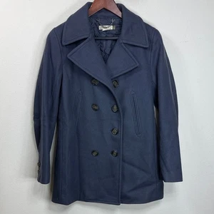 (T6)J.Crew, Vintage 80% Wollmischung, klassischer zweireihiger Mantel, blaugrau, S Damen - Bild 1 von 15