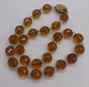 Vintage facettierte Glasperlen Halskette Topas farbig - Bild 1 von 4