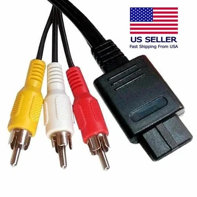 GAMECUBE AV CABLES for Nintendo Game Cube, N64,SNES Composite Audio Video Cord - Image 1 of 3