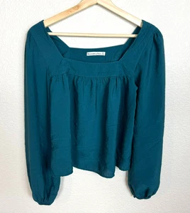 Abercrombie Fitch women's puff sleeve top Size XS Blue Green Feminine Flowy - Picture 1 of 12