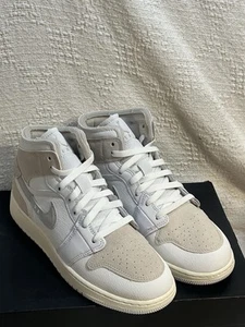 Nike Air Jordan 1 Mid Craft SE White Brown Gray GS/Mens 7y Womens 8.5 FB9142-120 - Picture 1 of 8