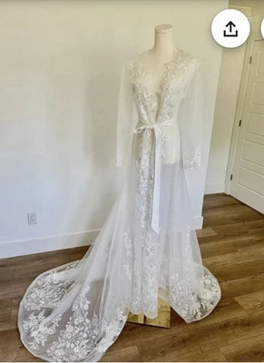 Flora Elegant And Delicate Bridal Lace Robe - Image 1 of 3