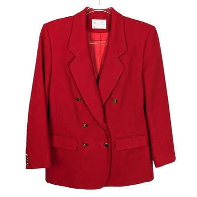 Blazer Pendleton Rojo Lana Doble Pecho Tono Dorado Botones Pequeño EE. UU. De Colección Foto 1 de 4