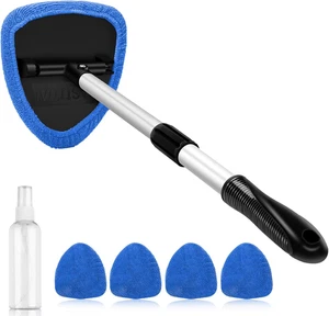Herramienta Limpiador Parabrisas Coche con Mango Extensible y Almohadillas de Microfibra, Azul - Imagen 1 de 8