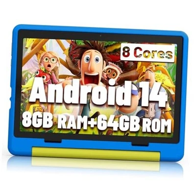 Kids Tablet｜Upgraded Android 14 Tablet 10 inch for Kids 8GBRAM+64GBROM Blue - Image 1 of 4
