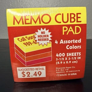 Vintage Memo Würfel Notizblock 3,5 Zoll x 3,5 Zoll, mehrere Farben Blöcke Papier 400 Blatt - Bild 1 von 7