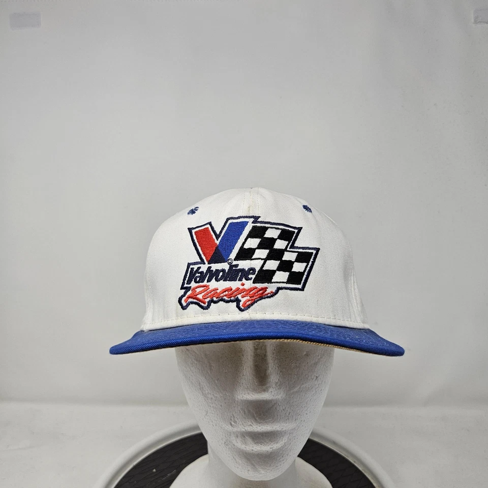 Gorra de carreras Valvoline de colección espalda a presión blanca azul NASCAR automática para hombre años 90 Foto 1 de 4