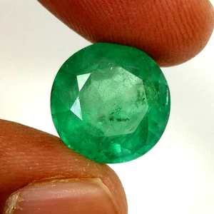 Smeraldo naturale tondo 6,78 ct misura 12 mm bel verde buona lucentezza gemme - Foto 1 di 3