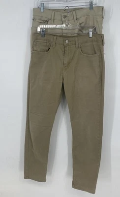 Lote de 2 pantalones chinos Lucky Brand Levi's para hombre tostados delanteros planos pierna recta talla 32 Foto 1 de 4