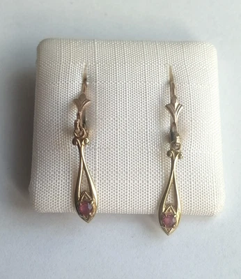 Ohrringe Ohrhänger mit rotem Spinell Gold 333 Gelbgold 8K (3388) - Bild 1 von 4