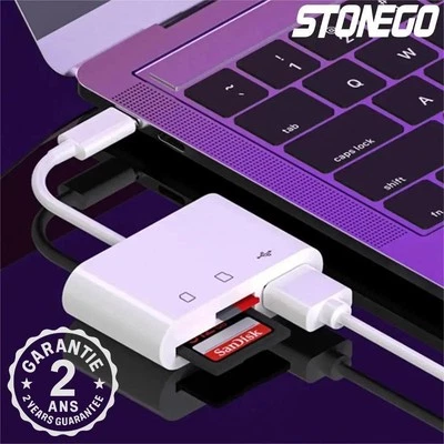 Hub Adaptateur USB 3 Type C 3 Ports TF SD Card OTG 5Gb iPhone Android - Imagen 1 de 4