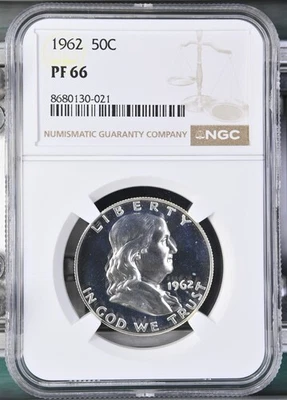 1962 Silver Proof Franklin Half Dollar NGC PF66 - Image 1 of 2