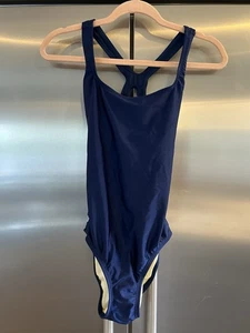 NEW Speedo One Piece Bathing Swimsuit Women’s US 10 Navy Blue Contemporary Cut - Picture 1 of 9