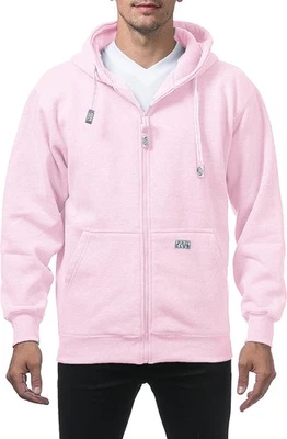 Sudadera con capucha Pro Club para mujer de peso pesado polar cremallera completa rosa Foto 1 de 3